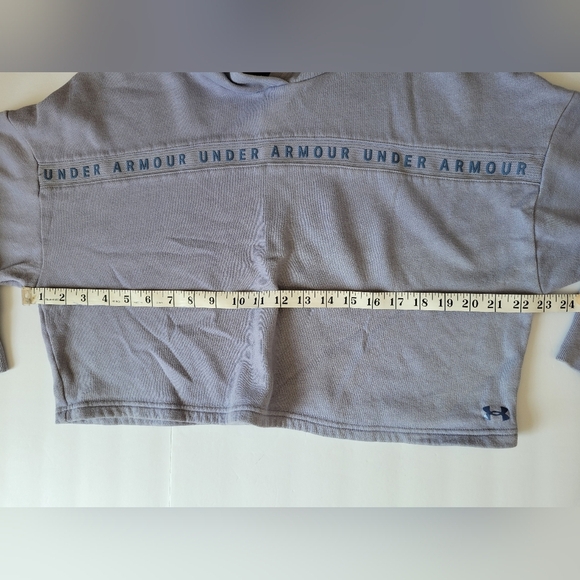 Under Armour Lavendar Gray Loose Boxy Fit Long Sleeve Hooded Sweatshirt - Picture 7 of 8